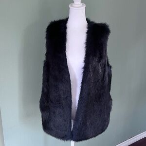 Forever 21 Blue Faux Fur Longline Vest Size Large